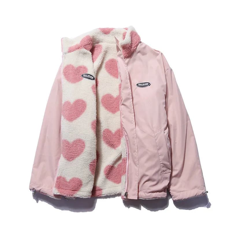 Wrap yourself in warmth and elegance with this reversible heart coat, designed for comfort and style.
