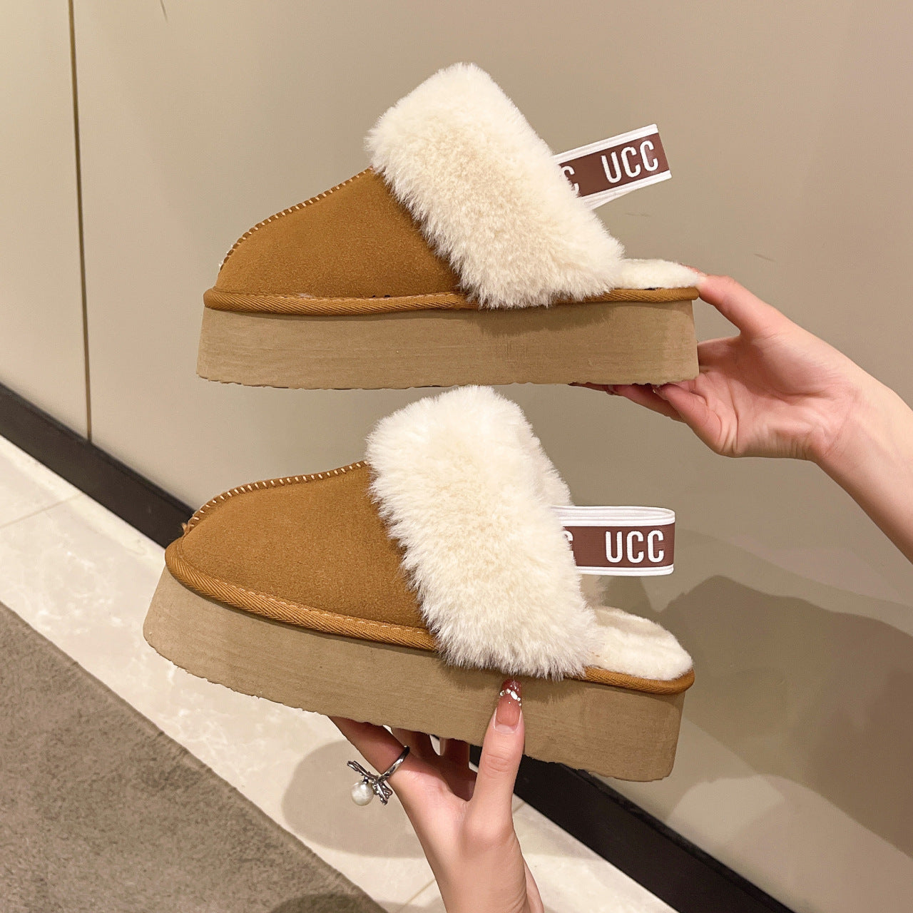 Zinnia | Faux Fur Platform Slippers