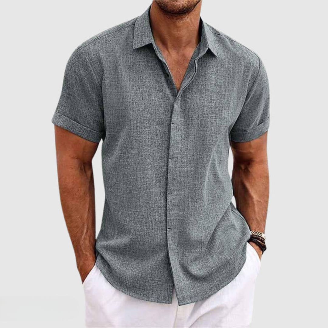 Casual linen shirt designed for comfort and style in warm temperatures.