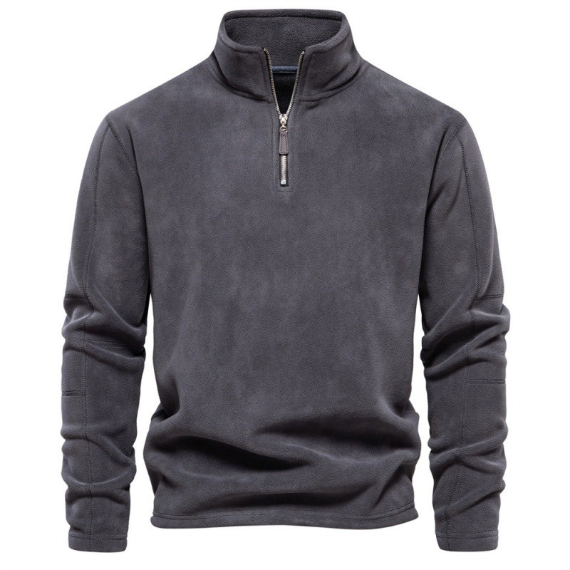 Shop this cozy fleece sweater with a quarter zipper, perfect for Canadian winters and outdoor activities.