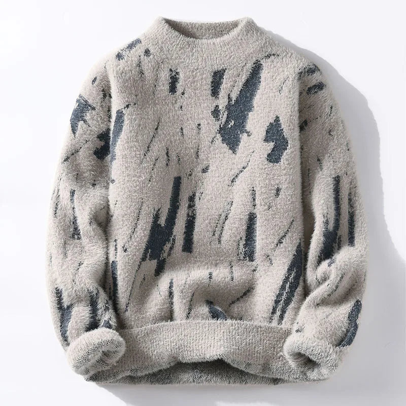 the Blake™ Textured Pullover, showcasing its relaxed fit and soft, fluffy texture perfect for winter.