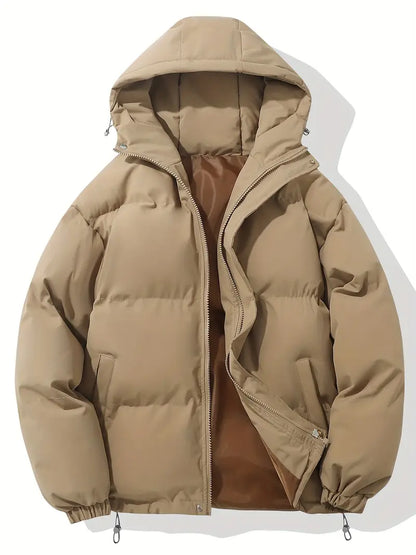 Khaki winter jacket with padded insulation to keep you warm and cozy during winter activities