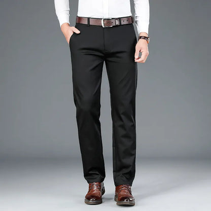 men's black chinos offering a tailored, business-ready regular fit.