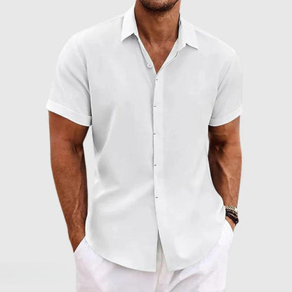 Versatile linen shirt with a regular fit, suitable for all body types.