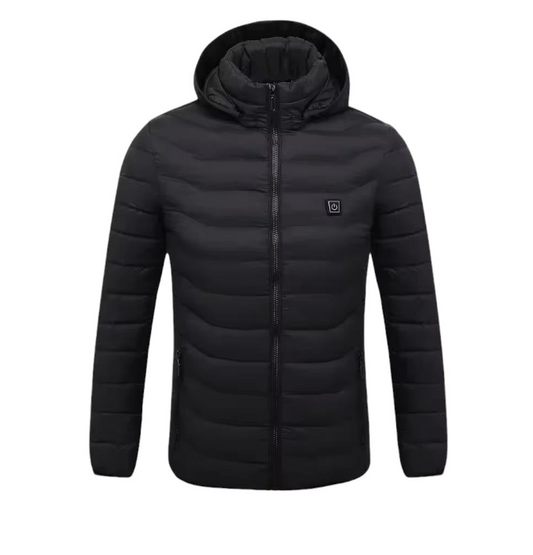 black heated jacket with hood