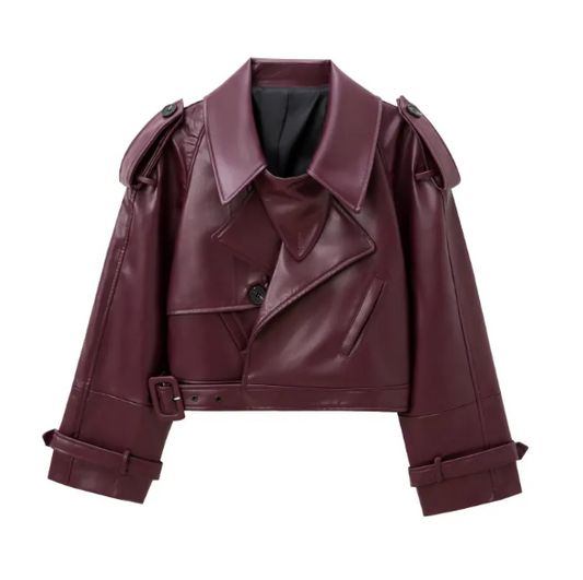 Ivy™ | Burgundy Cropped Trench Coat