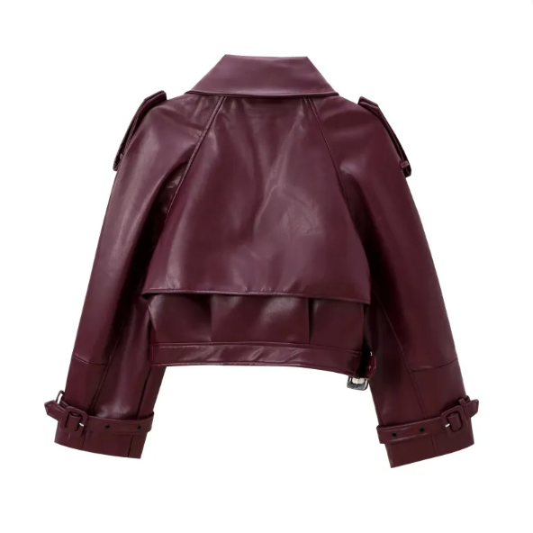 Ivy™ | Burgundy Cropped Trench Coat