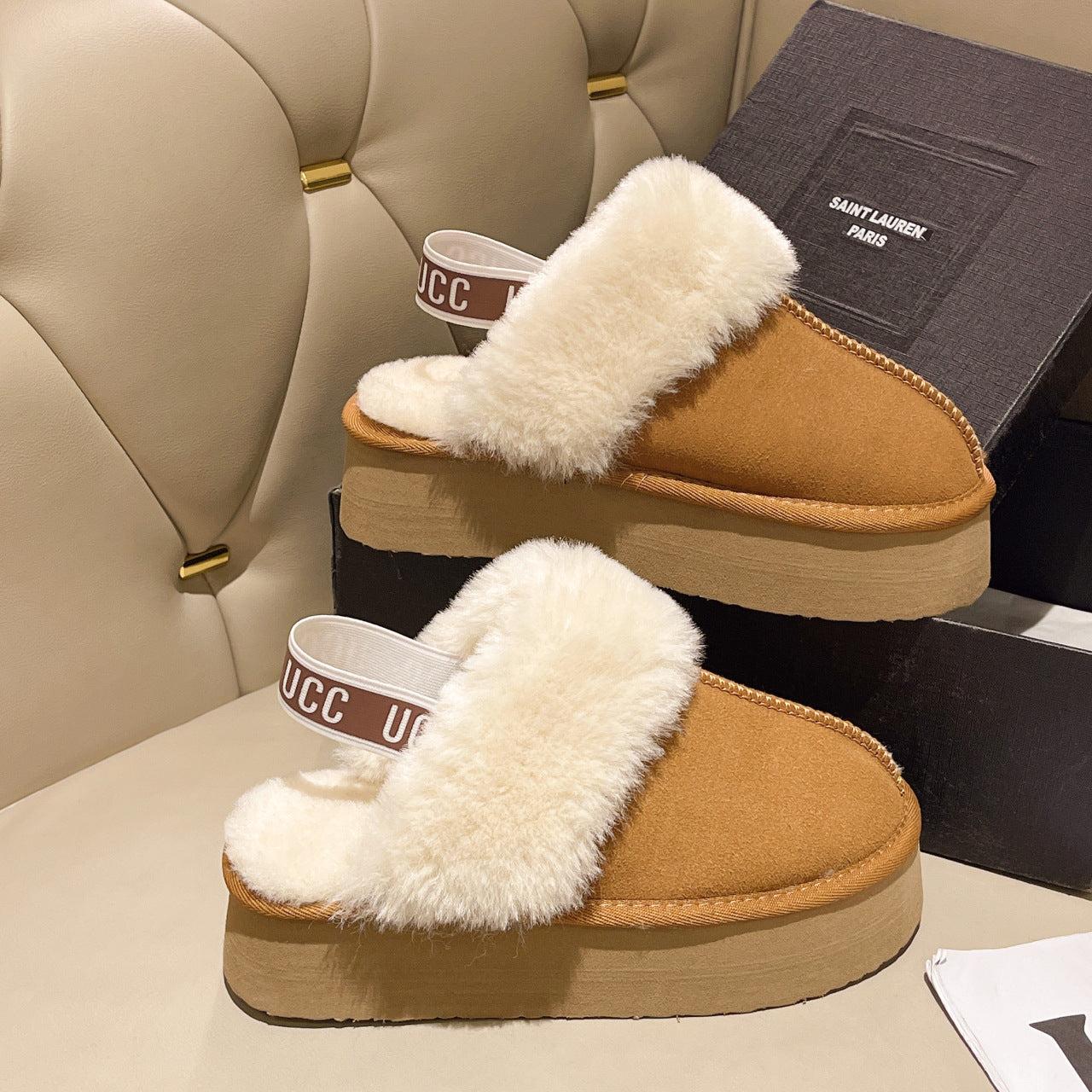 Zinnia | Faux Fur Platform Slippers