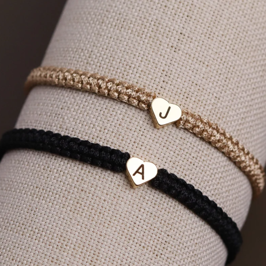 valentines day matching bracelets with custom letters